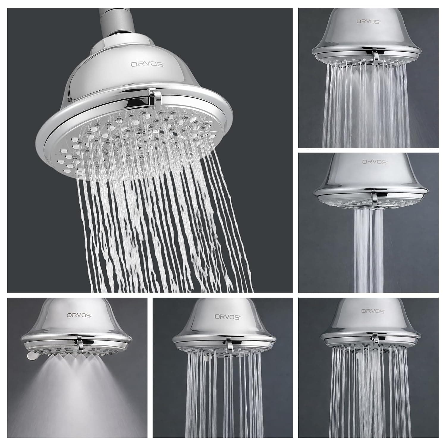 Orvos Comet 6-Mode 4x4 Overhead Shower Head - Chrome — Chrome