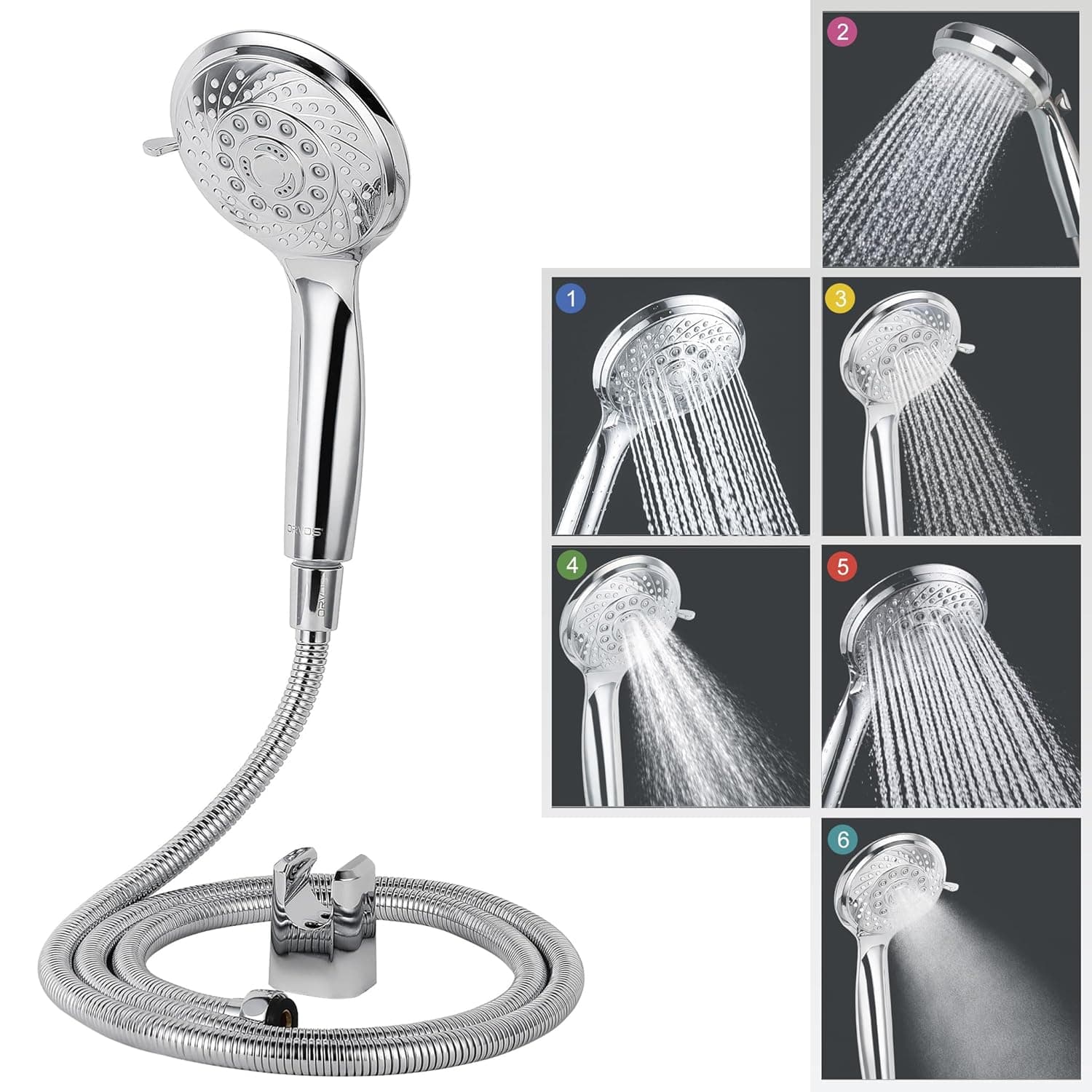 Orvos Comet 6-Mode Hand Shower Set - Chrome — Chrome