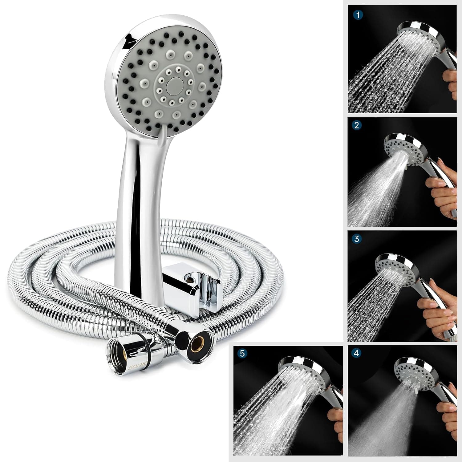 Orvos AquaGlow 5-Mode Hand Shower Set - Chrome — Chrome