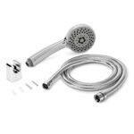 Hand shower multi-function 5 Modes, 4x4 inches, AquaGlow, Chrome plated with high grade Korean ABS material from LG,1.5 to 1.8 meter flexible shower hose and wall hook, for high end luxury bathrooms - Image 2