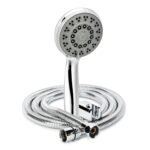 Orvos Hand shower multi-function 5 Modes, 4x4 inches, RainMist, Chrome plated with high grade Korean ABS material from LG,1.5 to 1.8 meter flexible shower hose and wall hook