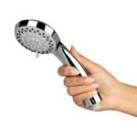 Hand shower multi-function 5 Modes, 4x4 inches, AquaGlow, Chrome plated with high grade Korean ABS material from LG,1.5 to 1.8 meter flexible shower hose and wall hook, for high end luxury bathrooms - Image 6