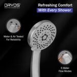 Hand shower multi-function, 4x4 inches, HydroBloom, Chrome plated with high grade Korean ABS material from LG, with 1.5 to 1.8 meter flexible shower hose and wall hook, for high end luxury bathrooms - Image 3