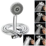 Hand shower multi-function, 4x4 inches, HydroBloom, Chrome plated with high grade Korean ABS material from LG, with 1.5 to 1.8 meter flexible shower hose and wall hook, for high end luxury bathrooms