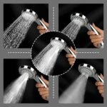 Hand shower multi-function 5 Modes, 4x4 inches, AquaGlow, Chrome plated with high grade Korean ABS material from LG,1.5 to 1.8 meter flexible shower hose and wall hook, for high end luxury bathrooms - Image 5