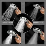 Orvos Hand shower multi-function 5 Modes, 4x4 inches, RainMist, Chrome plated with high grade Korean ABS material from LG,1.5 to 1.8 meter flexible shower hose and wall hook - Image 6