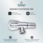 SAAVI Round Dual Angle Valve With Wall Flange Chrome for Bathroom | Faucet Stop Cock Tap for Geyser (Pack of 1) Chrome,Zinc Finish - SAAVI Kitchen and Bathroom Fittings